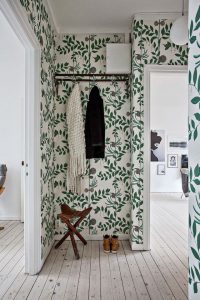 botanical pattern hallway